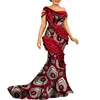 BintaRealWax New Custom African Evening Dresses for Women Bazin Dashiki Floor-Length African Print Cotton ladies Mermaid Party Dress WY8806