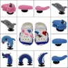 Crocs 3d djur pvc sko charms shark val delphin clog accesorries söta avokado mashroom regnbågdekoration passar sandaler