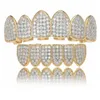 Tasarımcı Hip Hop Grillz Luxury Gringing Zircon Micro Pave Dental Izgaralar Moda Erkekler Kadınlar 18K Altın Kaplama Dişleri Brace
