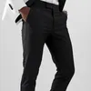 Ternos masculinos Blazers masculinos calças negras com faixa de cetim lateral uma peça Slim Fit Male calça masculina roupas de moda oficiais para