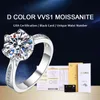Luxe 3 Moissanite Ring voor vrouwen Sterling Silver Round Brilliant Diamond Solitaire verloving Wedding Rings