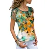 Vintage Summer Women 3d korte mouw top losse o-neck gesneden schouder elegant mode t shirt camisetas mujer 220510
