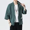 Herrjackor herr kimono mantel fritid cardigan harajuku outwear haori japansk tunn kappa traditionella kläder lös tang kostym