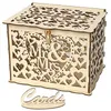 ES Wedding Supplies DIY زوجين Deer Bird Flower Pattern Grid Card Wooden Box 220811