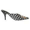 صندل البغال أحذية نساء النعال الصنادل النعال المغلقة من أحذية إصبع القدم المدببة Med High Heels BB Metal Decoration Slingback خارج 230711