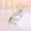 Anillos de boda Anillo de compromiso de perla blanca clásica Lleno CZ Zircon Ajustable para mujeres Joyería femenina GiftsWedding