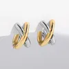 Hoop & Huggie Creative Gold Silver Color Metal Criss-cross Earrings For Women Fashion Geometric Small Earring Huggies Jewelry GiftHoop