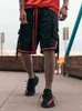 Herr shorts män mesh tyg med stora fickor stilig fitness hip hop byxor utomhus som kör andas snabbtorkande korta byxor