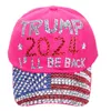 Berretto da baseball con bandiera americana a strisce di diamanti 2024 Trump Denim Cappello da sole con lettera