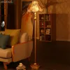 Golvlampor europeiska lyxiga pastoral stående vardagsrum sovrum studie konst tyg skugga lykta led lampor fixturer floor