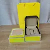 Hot Selling High Quality Yellow 1884 Klockor Boxes Watch Original Box Papers Trä Läderväska för Chronospace Superavenger superocean armbandsur