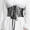 Cinture Corsetto in pizzo floreale nero Ampio corpo snellente in nylon per donna Cintura elastica in vita Cinture modellanti elasticizzate da donna