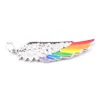 WOJIAER Stainless Steel Angel Wing for Women Pendant Rainbow Enamel Beads Vintage Silver European Fashion Charm Jewelry BN375