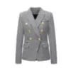 Costumes pour femmes Blazers Costume Européen Et Américain Manteau Femme Métal Lion Bouton Double Boutonnage Femme Couleur Unie Noir Professionnel SuitWo