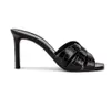 Sapatos de sandália femininos de marca, sapatos de grife de luxo, tributo preto, sandálias de couro genuíno, salto agulha, calçados da moda