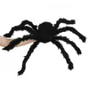 Гигант ужасов черный плюшевый паук Хэллоуин украшения декоративные детские игрушки с привидениями. Декор дома 220811