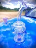 9 Inches 23 CM Hookah Purple Round Filter Glass Bong Recycler Pipes Water Bongs Bottles Dab Rig Size 14mm Female Joint US Warehouse