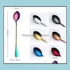 Spoons Flatware Kitchen Dining Bar Home Garden Stainless Steel Coffee Spoon Long Handle Ice Cream Kitchen Colourf Dhokw