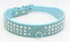 personalized Length Suede Skin Jeweled Rhinestones Pet Dog Collars Three Rows Sparkly Crystal Diamonds Studded Puppy Dog Collar8383523