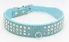 Personlig längd Suede Skin Juvelerade Rhinestones Pet Dog Collar Tre rader Sparkly Crystal Diamonds Studded Puppy Dog Collar4564272