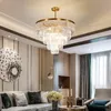 Lámparas colgantes Lámpara de cobre llena americana Contemporánea de lujo El Lobby Villa Villa multicapa de iluminación de cristal accesorio de llegada