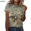 Mode korte mouwen dames olieverfschilderij 3D bloemenprint t shirt zomer ronde nek casual los groot groot shirt xxs 6xl 220628