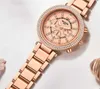 Ремешок из нержавеющей стали Lignt Luxury Elegant Womens Watch Perfect Moment Full Diamond Right Dial Quartz Rose Gold Watch Watch Wlist