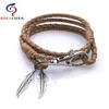 Link chain pulseiras de couro para mulheres pulseira branca homens planta folha mão envoltório trançado pulseira longo 42cmlink linklink3007600