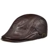 Berets Outdoor Unisex Подлинный кожаный уткой Boina Thin Stave для мужчин/Женщины Leisure Black/Brown 54-61 см. Вставленные капоты Cabbie Bonnetberets