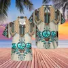 Camisas casuais masculinas Hawaii Button Up Shirt Mexican Native Design Manga Curta Aloha Beach Férias soltas férias férias masculino Macho de roupas de masculino ELDD