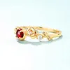 4mm Natural Garnet Stone Rose Flower Ring 0.3 micron 9K Gold Plated Real 925 Sterling Silver Women Jewelry For Gift2623331C