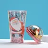 Cartoon Christmas Water Cup Nowy podwójnie warstwy plastikowy kubek słomy Kreatywny kolorowy świąteczny gift lalki brokatowe kubki
