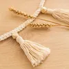 Декоративные предметы фигурки Boho Macrame Ручная рука сплетен хлопчатобумажная гирлянда с деревянными бусинками украшения корзины для живота домашние настенные ковры d