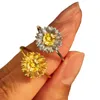 Sunflowers Rings For Women Plant Design Accessories Mini Finger Adjustable Open Ring Valentine's Day Gfit