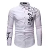 Białe sukienki męskie koszule 2022 Fashion Flower Floral Print Button Down Down Men Men Slim Fit Long Rleeve Camisa Social Masculina XL L220704