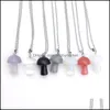 Natursten Hängsmycke Mushroom Crystal Halsband Ametyst Quartz Chakra Pendo Healing Smycken Drop Leverans 2021 Halsband Pendants O8QCW