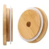 Wholesale Bamboo Cap Lid Reusable Wooden Mason Lid with Straw Hole Drink Lids