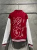 Projektanci 22SS Kurtki z kapturem mężczyźni kobiety Paris Red Girl Jacquard Letter Lapel Neck Streetwear Białe niebieskie czarne S-XL