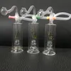 1set Mini Glass Bong Water Pipes Recycler Dab Rig led light Hand hookah Thick Pyrex Glass small beaker bongs with 10mm oil burner pipe and hose