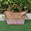 10pcs Leopard Bullskull Canvas Shopping Bag GA Warehouse Borse da viaggio di grande capacità Contrasto di colore Endless Tote DOM1753