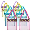 Sac de plage pour enfants, rangement de jouets, maille colorée, sacs de coquillages respirants, sangles de transport réglables, sac à outils de natation LX4743