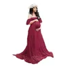 Zwangerschapsjurken Off Shoulder Lace Lange Maxi Jurk Lengte foto zwangerschapsfotografie props kleding