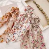 Fashion Solid Color Scrunchies Long Ribbon Ponytail Holder Ties Girls Elastic Rubber Bands Hair Accessories AA220323