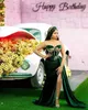 2022 Emerald Green African Prom Party Dresses Sexy Slit Sweetheart Árabe Aso Ebi Velvet Plus Size Evening Ocasión Vestido B080212p