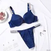 Sexig bh brev underkläder komfort korta push up panty 2 stycke set underkläder set bikinis sömlös mjuk andningsbar för kvinnor