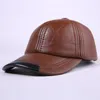 本物の革の野球帽子男性女性女性ブラックカウハイドハット調整可能秋の冬リアルレザーピーク帽子2205149817344