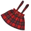 Conjuntos de roupas 3 pcs bebê menina xadrez vestidos de natal brilhante pegada macacão vermelho macacão cinta vestido headband roupas infantis conjunto 15163656