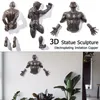 3D Door Muur Figuur Sculptuur Hars Galvaniseren Imitatie Koper Abstract Karakter Ornament Standbeeld Woonkamer Home Decor 220523