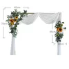 Décoration de fête 2pcs personnalisé luxe rétro rose fleurs de mariage artificielles rangée arc décor toile de fond fleur mur organiser fenêtre affichage faux PL