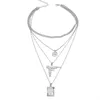 Подвесные ожерелья мода личность всех матч многослойные орнаментные кокеры Простые изысканные женские многослойные раскол